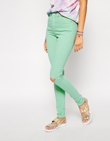 Thumbnail for your product : ASOS COLLECTION Ridley Skinny Jeans in Washed Mint with Ripped Knee