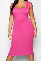 Thumbnail for your product : boohoo NEW Womens Plus Square Neck Bodycon Midi Dress in Viscose 5% Elastane