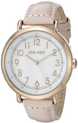 Nine West Women's NW/1726WMPK Easy To Read Rose Gold-Tone and Blush Pink Leather Strap Watch