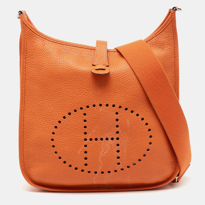 Hermes Potiron Taurillon Clemence Leather Evelyne III GM Bag