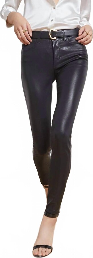 L'Agence Marguerite Coated High Rise Skinny Jeans In Black Coated