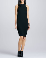 Thumbnail for your product : Robert Rodriguez Leather-Neck Crepe Dress