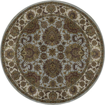 Bokara Rug Co. Inc. Hand-Knotted High-Quality Light Blue and Ivory Round Area Rug