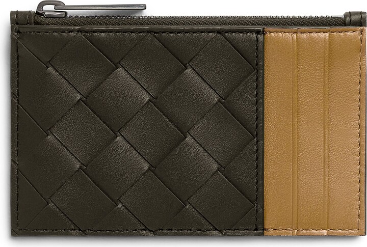 Bottega Veneta Leather Intrecciato Zipped Card Case