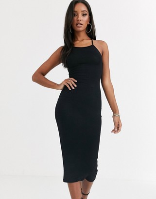 ASOS DESIGN going out strappy back midi dress in black