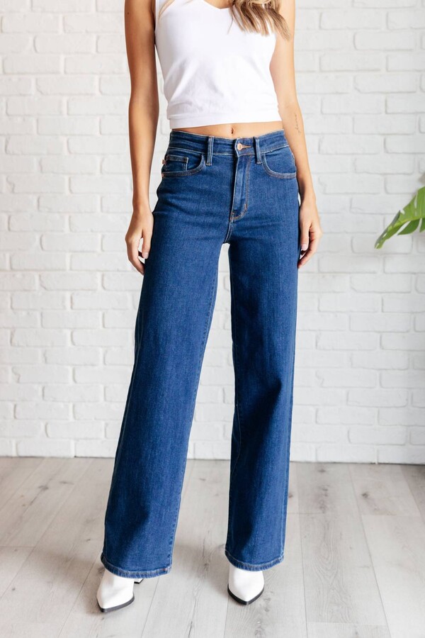 Judy Blue High Rise Vintage Wide Leg Jeans In Blue