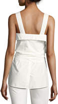 Thumbnail for your product : Derek Lam 10 Crosby Sleeveless Tie-Front Sweetheart Poplin Top, White