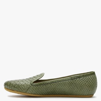 Graceful Shoes Gaby Green Reptile Leather Ballet Flats