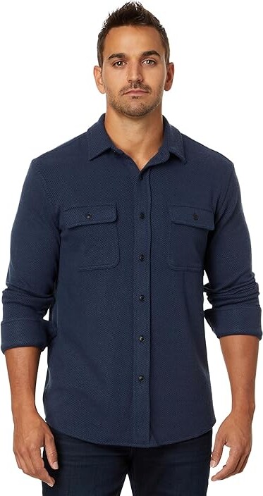 Faherty Legend Sweater Shirt Men's Clothing Maine Sky Plaid : SM, Viscose/Polyester/Elastane