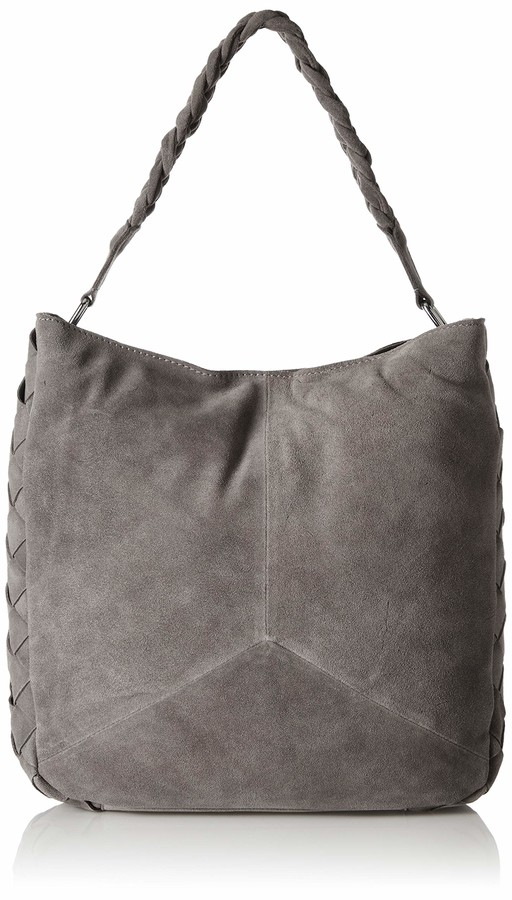 Tresori Womens Real Leather Suede Slouchy Tote with Braided Handles 
