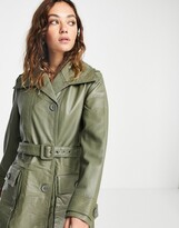 Thumbnail for your product : Object leather trench coat in green