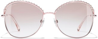 Chanel Round Sunglasses CH4246H, Rose Gold/Brown Gradient