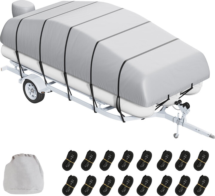 KFFKFF Pontoon Boat Cover 800D Waterproof Trailerable 23-24 ft with Storage Bag