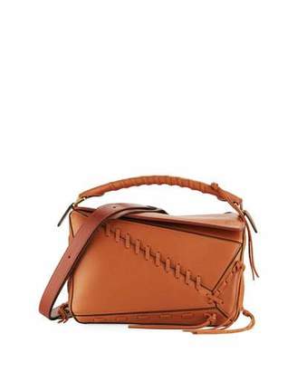 Loewe Puzzle Whipstitch Leather Satchel Bag, Tan