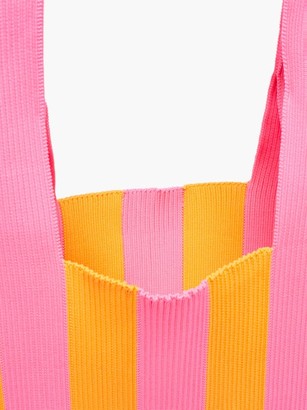 LASTFRAME Medium Striped Rib-knit Tote Bag - Orange Multi