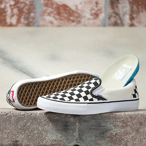 tênis vans classic slip on black white checkerboard