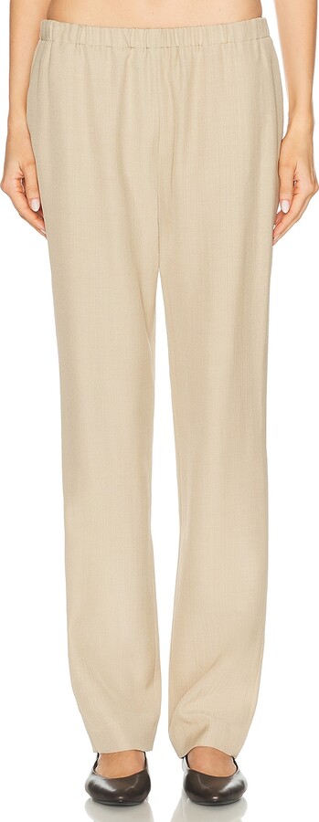 Loulou de Saison Scot Ankle Length Straight Leg Pant in Beige