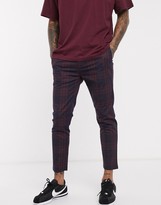 Thumbnail for your product : Topman pants in navy & burgundy check