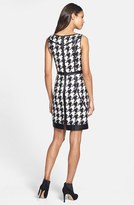 Thumbnail for your product : Laundry by Shelli Segal Faux Leather Trim Houndstooth Sheath Dress