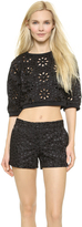 Thumbnail for your product : Vera Wang Collection Eyelet Cropped Tee