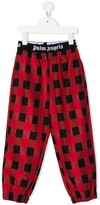 Thumbnail for your product : Palm Angels Kids Logo-Waistband Check Trousers