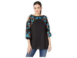 Scully Paula Cold Shoulder Embroidered Top