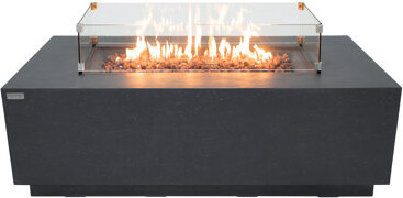 Elementi Andes 66" Outdoor Concrete Fire Table with Built-In Hidden Propane Tank Storage 45,000 BTU - Includes Lava Rocks & PVC Cover