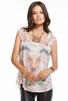 Thumbnail for your product : Chaser LA Lotus Skull Shirttail Muscle Tee in Sublimation