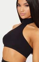 Thumbnail for your product : PrettyLittleThing Black Second Skin Halterneck Crop Top