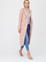 Thumbnail for your product : River Island Double Breasted Military Coat - Light Pink