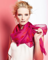 Thumbnail for your product : Alexander McQueen Skull-Print Chiffon Scarf, Magenta/Red