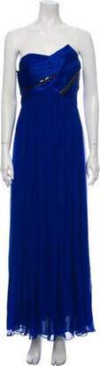 Marchesa Notte Silk Long Dress Blue - ShopStyle
