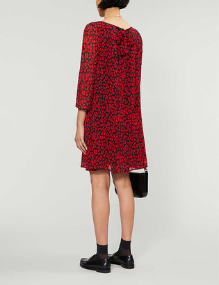 Claudie Pierlot Puffed-sleeve leopard-print crepe mini dress
