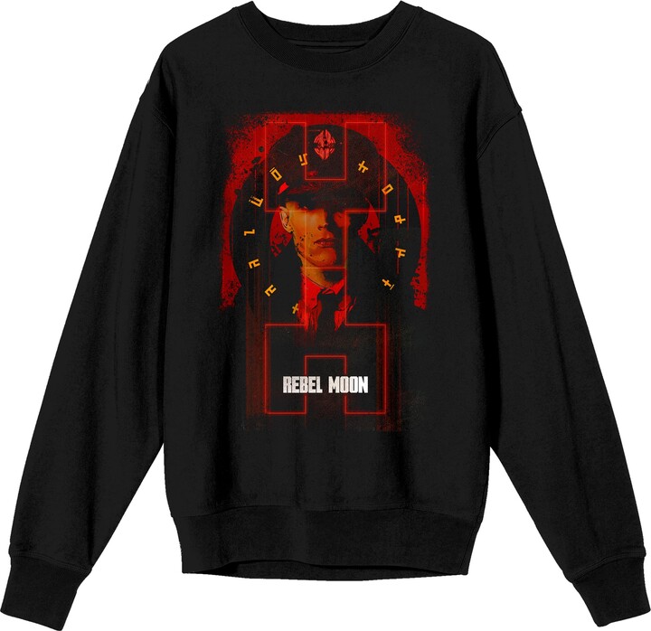 Bioworld Rebel Moon Admiral Atticus Noble Adult Black Crew Neck Long Sleeve Sweatshirt-Small