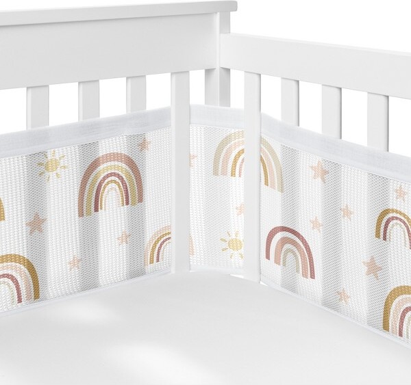 Sweet Jojo Designs SweetJojoDesigns+BreathableBabyBreathableMeshCribLinerGirlBohoRainbowPinkGoldandTaupe