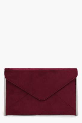boohoo Womens Polly Side Bar Suedette Envelope Clutch