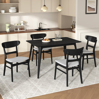 George Oliver Mid-Century Modern 5-Piece Dining Set, Frame, One Table And 4 Upholstered Chair