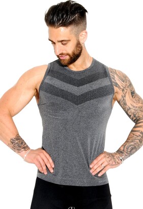 Sundried Mens Muscle Fit Sleeveless Vest Compression Gym Top (Black