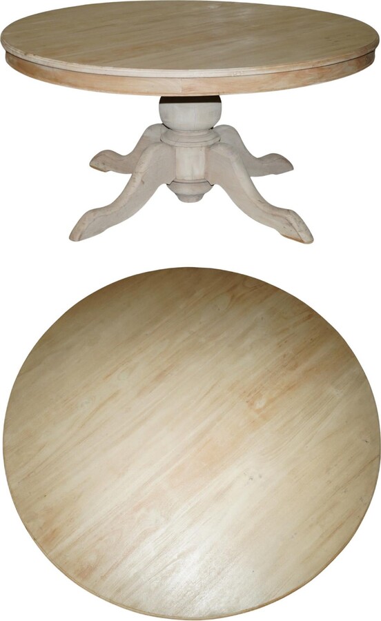 1stDibs Large Antique Hardwood Limed Round Dining Table Seats Upto Six People Well