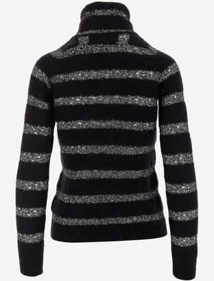 Saint Laurent Mohair and lurex Striped Women's Turtleneck Sweater
