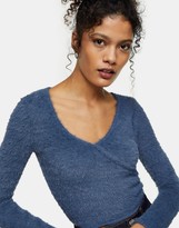 Thumbnail for your product : Topshop fluffy wrap top in indigo