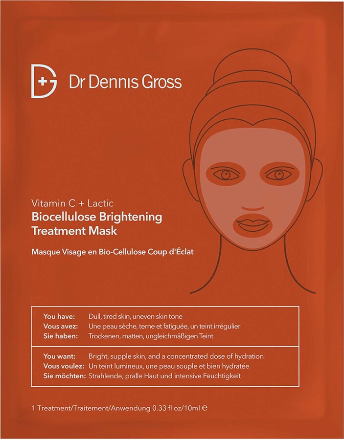 Dr. Dennis Gross Skincare Vitamin C Lactic Biocellulose Brightening Treatment Mask 1 Mask / 1 Mask