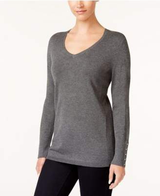 JM Collection Rivet-Detail V-Neck Sweater, Created for Macy's