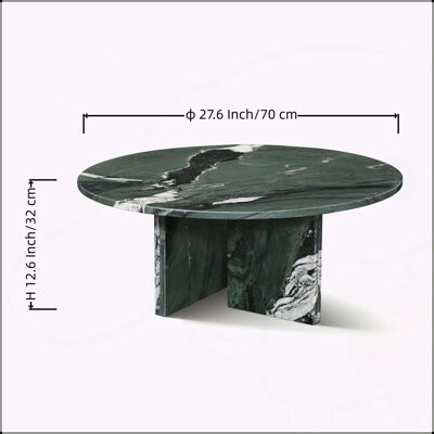 Elegant Green Natural Marble Coffee Table for Compact Living Spaces, Genuine Stone with Aesthetic and Durable Design