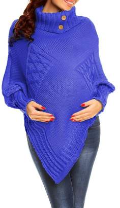 Happy Mama Boutique Happy Mama Womens Maternity Cable Chunky Knit Poncho Sweater Jumper Wrap 312p (