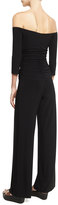 Thumbnail for your product : Norma Kamali Off-the-Shoulder Shirred Waist Coverup Jumpsuit, Black