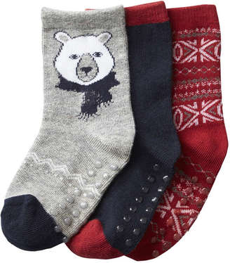 Joe Fresh Toddler Boys’ 3 Pack Holiday Socks, Grey (Size 1-3)