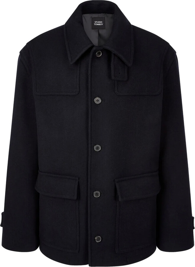 Boohoo Toggle Button Jacket Womens Navy Duffle Coat ShopStyle UK