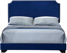 House of Hampton Haemon Blue Velvet Queen Bed