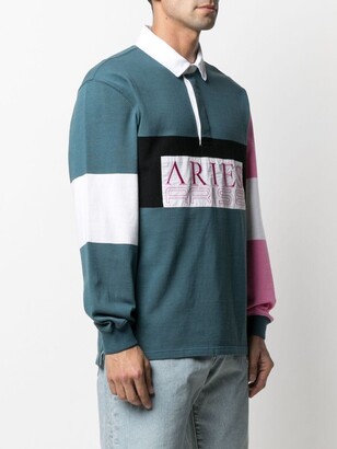 Aries Embroidered-Logo Colour-Bock Rugby Shirt